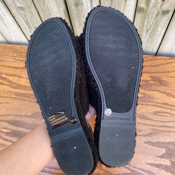 Lucky Brand Black Fuzzy Gadini Slipper Shoes 9 - Picture 4 of 8
